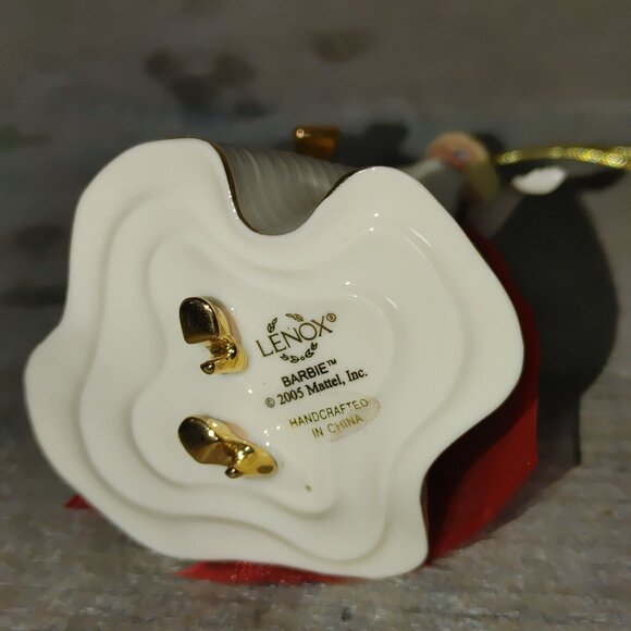 Barbie Ornament Lenox 2005 White Gold Red Sash Handcrafted Porcelain Collectible - Picture 2 of 13
